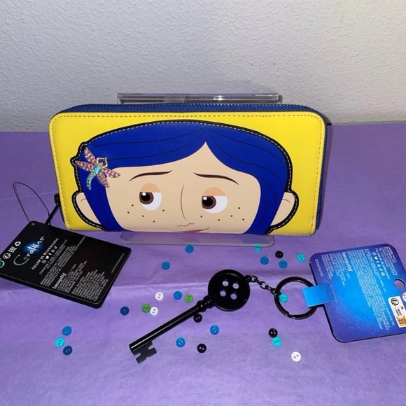 Loungefly Coraline Raincoat and Coraline Doll Portal Wallet & Button Key - Picture 2 of 11
